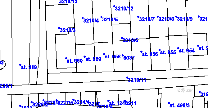 Parcela st. 958 v KÚ Polešovice, Katastrální mapa