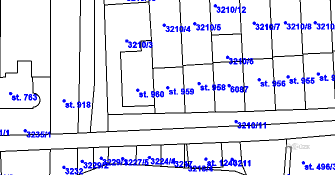 Parcela st. 959 v KÚ Polešovice, Katastrální mapa