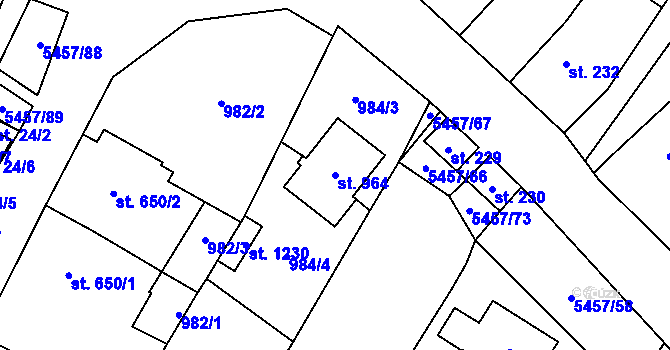 Parcela st. 964 v KÚ Polešovice, Katastrální mapa