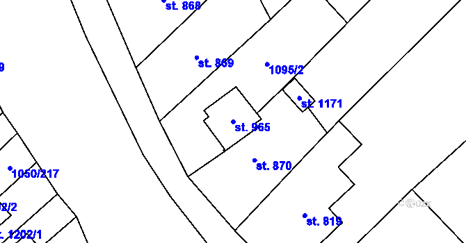 Parcela st. 965 v KÚ Polešovice, Katastrální mapa