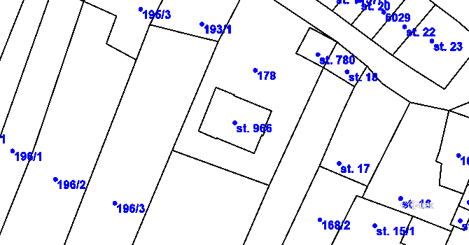 Parcela st. 966 v KÚ Polešovice, Katastrální mapa