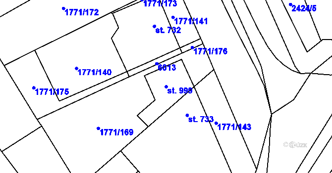 Parcela st. 999 v KÚ Polešovice, Katastrální mapa