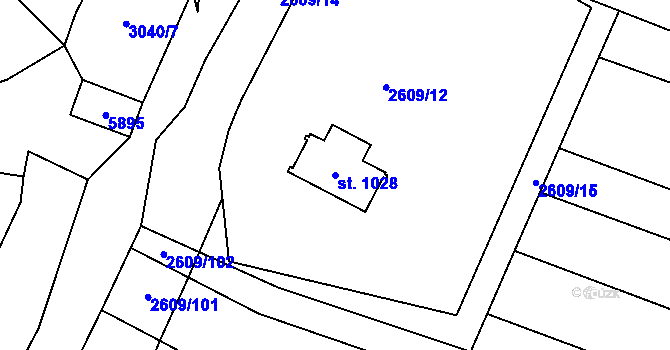 Parcela st. 1028 v KÚ Polešovice, Katastrální mapa