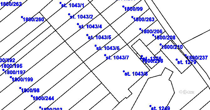Parcela st. 1043/7 v KÚ Polešovice, Katastrální mapa