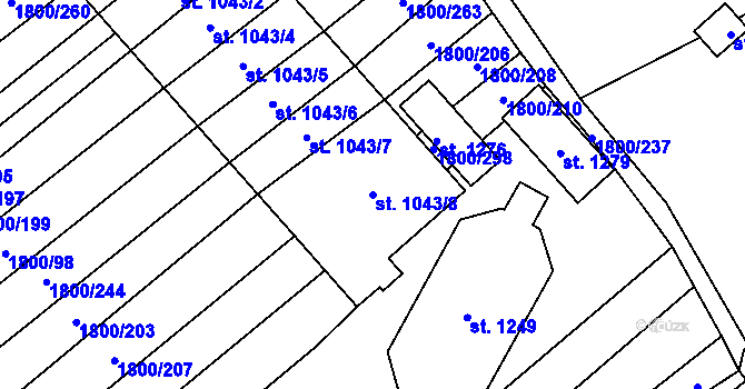 Parcela st. 1043/8 v KÚ Polešovice, Katastrální mapa