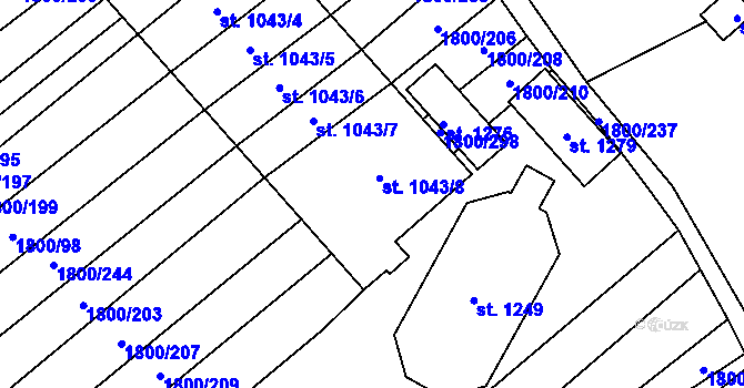 Parcela st. 1043/9 v KÚ Polešovice, Katastrální mapa