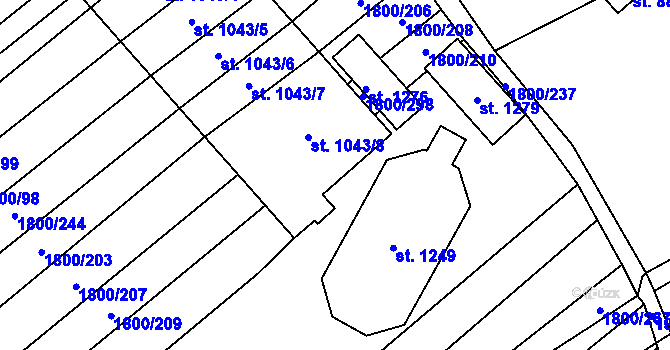 Parcela st. 1043/10 v KÚ Polešovice, Katastrální mapa