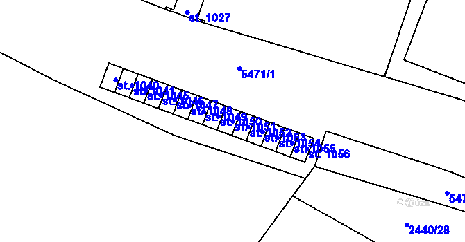 Parcela st. 1051 v KÚ Polešovice, Katastrální mapa