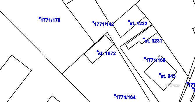 Parcela st. 1072 v KÚ Polešovice, Katastrální mapa