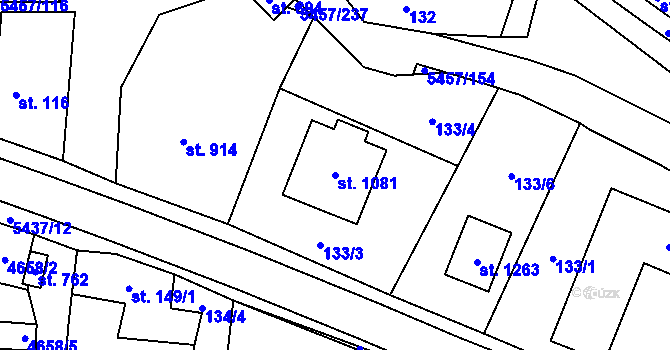 Parcela st. 1081 v KÚ Polešovice, Katastrální mapa