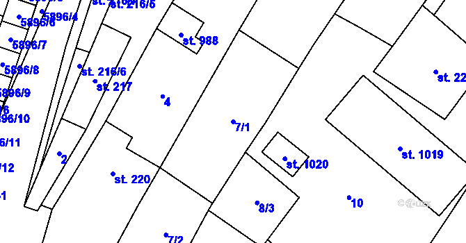 Parcela st. 7/1 v KÚ Polešovice, Katastrální mapa