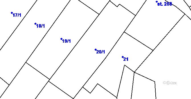 Parcela st. 20/1 v KÚ Polešovice, Katastrální mapa
