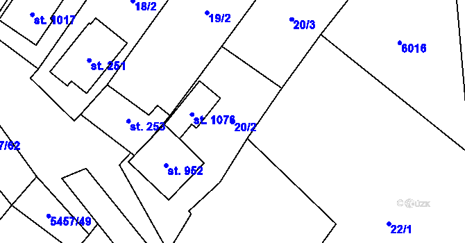 Parcela st. 20/2 v KÚ Polešovice, Katastrální mapa