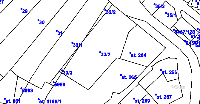 Parcela st. 33/2 v KÚ Polešovice, Katastrální mapa