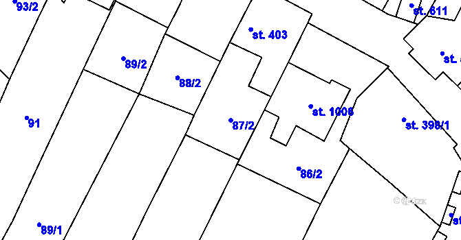 Parcela st. 87/2 v KÚ Polešovice, Katastrální mapa