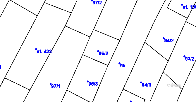 Parcela st. 96/2 v KÚ Polešovice, Katastrální mapa