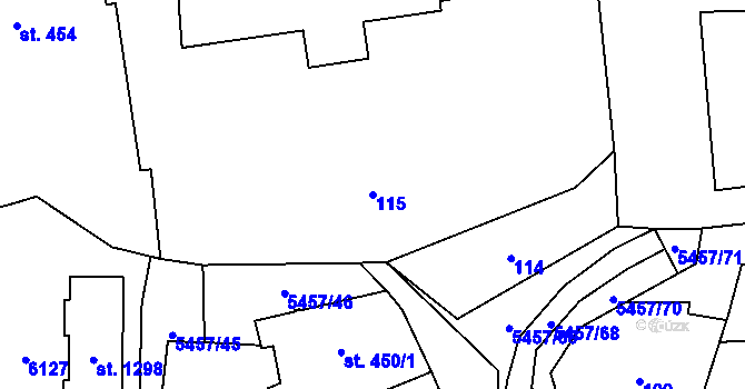 Parcela st. 115 v KÚ Polešovice, Katastrální mapa