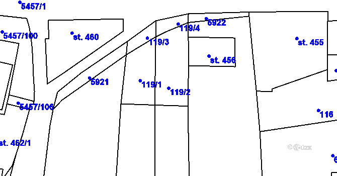 Parcela st. 119/2 v KÚ Polešovice, Katastrální mapa