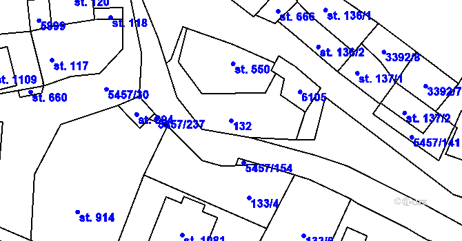 Parcela st. 132 v KÚ Polešovice, Katastrální mapa