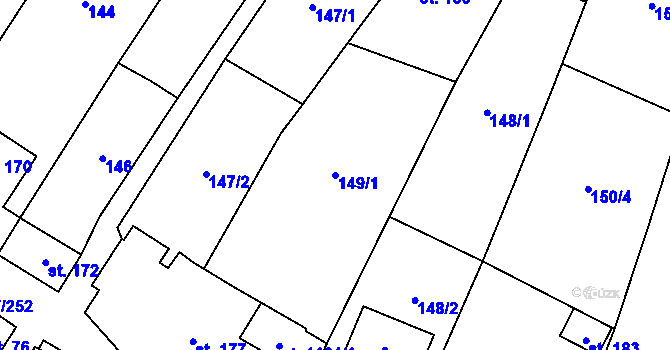 Parcela st. 149/1 v KÚ Polešovice, Katastrální mapa