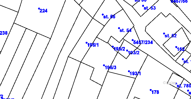 Parcela st. 197 v KÚ Polešovice, Katastrální mapa