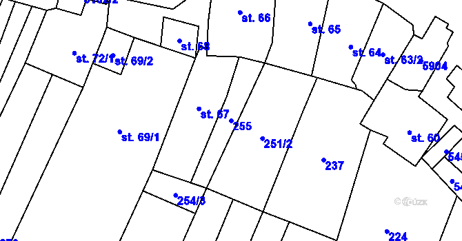 Parcela st. 255 v KÚ Polešovice, Katastrální mapa