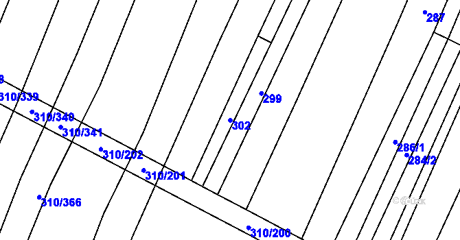 Parcela st. 302 v KÚ Polešovice, Katastrální mapa