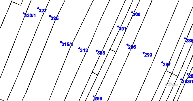 Parcela st. 305 v KÚ Polešovice, Katastrální mapa