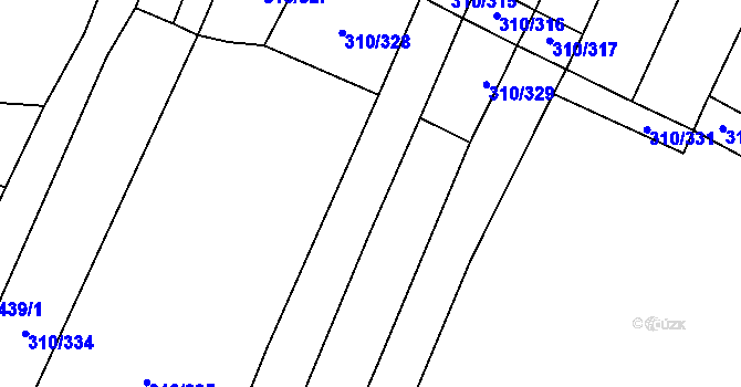 Parcela st. 310/6 v KÚ Polešovice, Katastrální mapa
