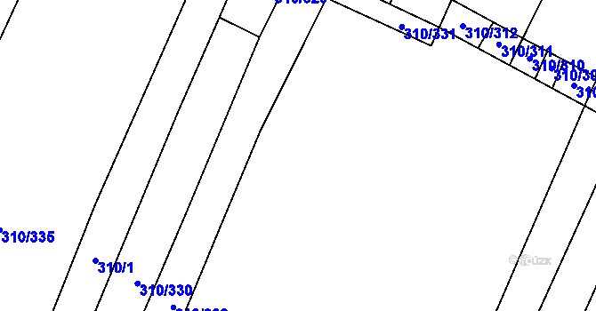 Parcela st. 310/9 v KÚ Polešovice, Katastrální mapa