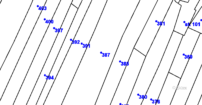 Parcela st. 387 v KÚ Polešovice, Katastrální mapa