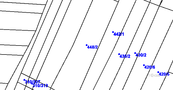 Parcela st. 448/2 v KÚ Polešovice, Katastrální mapa