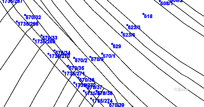 Parcela st. 570/1 v KÚ Polešovice, Katastrální mapa