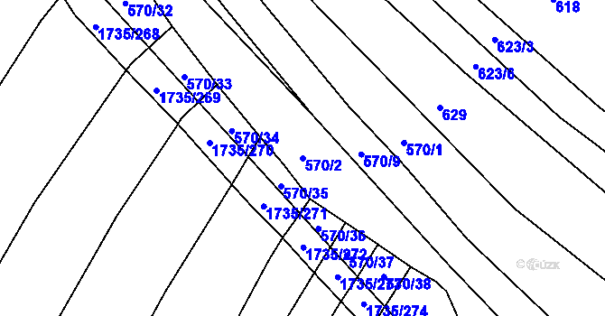 Parcela st. 570/2 v KÚ Polešovice, Katastrální mapa