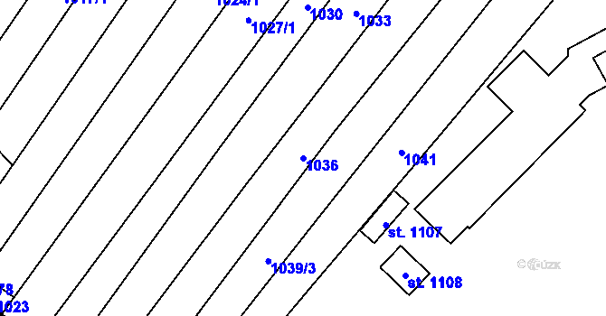 Parcela st. 1036 v KÚ Polešovice, Katastrální mapa