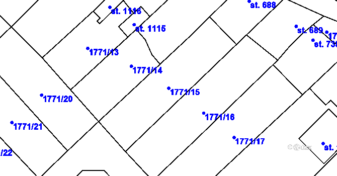 Parcela st. 1771/15 v KÚ Polešovice, Katastrální mapa