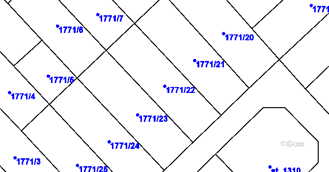 Parcela st. 1771/22 v KÚ Polešovice, Katastrální mapa