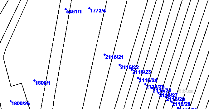 Parcela st. 2116/21 v KÚ Polešovice, Katastrální mapa