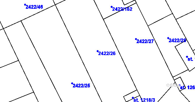 Parcela st. 2422/26 v KÚ Polešovice, Katastrální mapa
