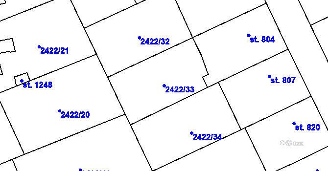 Parcela st. 2422/33 v KÚ Polešovice, Katastrální mapa