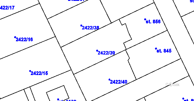 Parcela st. 2422/39 v KÚ Polešovice, Katastrální mapa