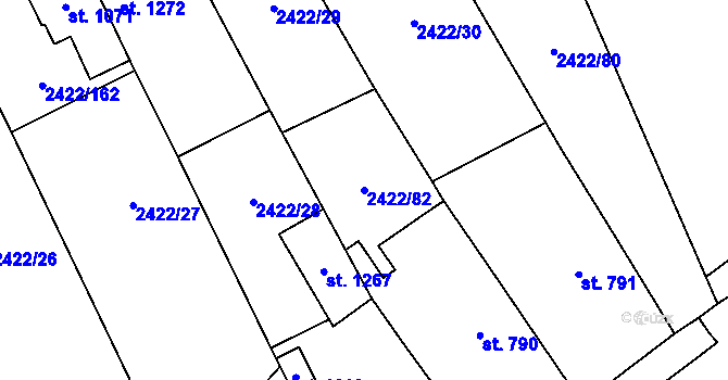Parcela st. 2422/82 v KÚ Polešovice, Katastrální mapa