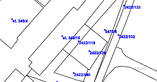 Parcela st. 2422/118 v KÚ Polešovice, Katastrální mapa
