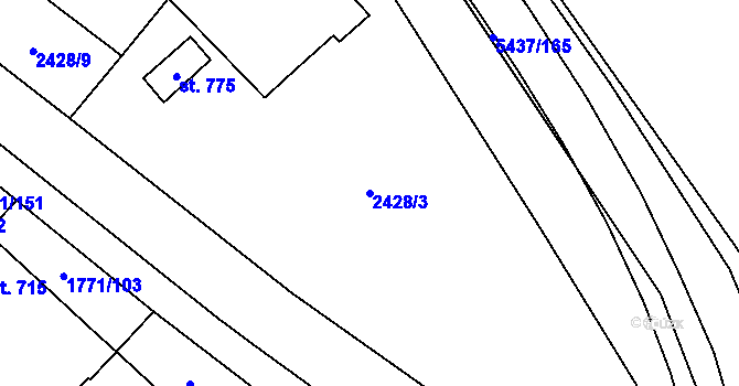 Parcela st. 2428/3 v KÚ Polešovice, Katastrální mapa