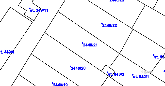 Parcela st. 2440/21 v KÚ Polešovice, Katastrální mapa
