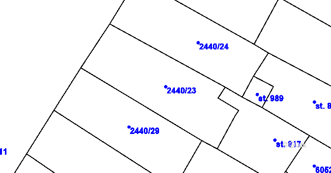 Parcela st. 2440/23 v KÚ Polešovice, Katastrální mapa