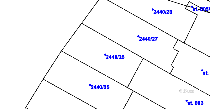 Parcela st. 2440/26 v KÚ Polešovice, Katastrální mapa