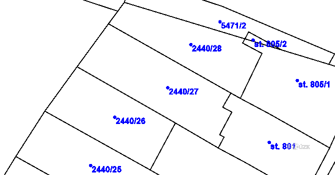 Parcela st. 2440/27 v KÚ Polešovice, Katastrální mapa