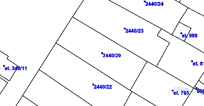 Parcela st. 2440/29 v KÚ Polešovice, Katastrální mapa
