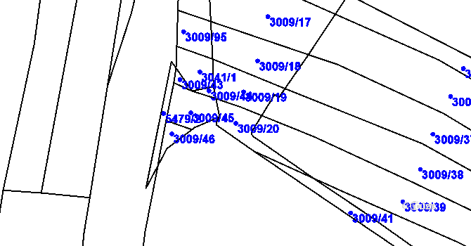 Parcela st. 3009/20 v KÚ Polešovice, Katastrální mapa
